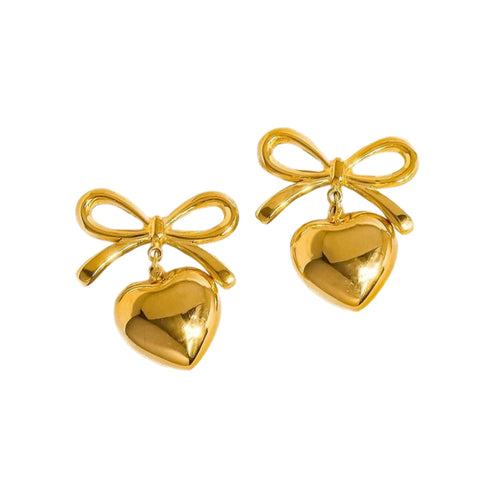 Dainty Bow Heart Earrings