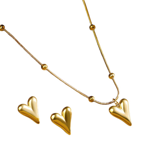 Heart Pendant and Earrings