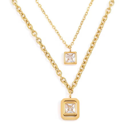 Double Layer White Stone Pendant
