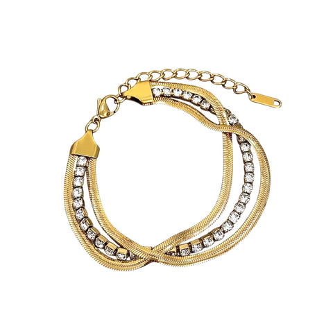 Snake Pearl Three Layer Bracelet